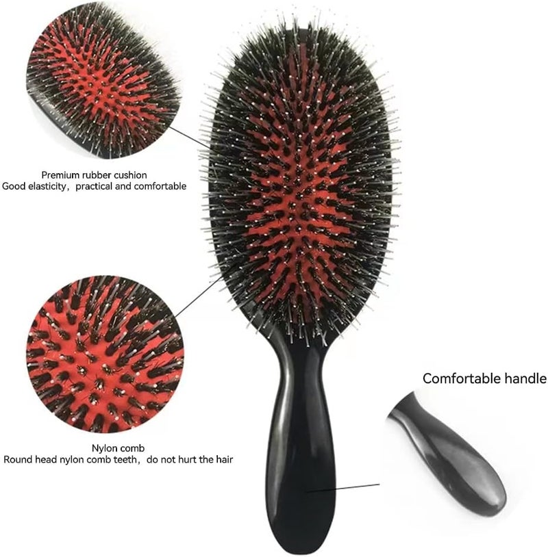 ALANX Large Hair Brush with Soft Nylon Pin, detangler brush，Everyday Hair Brushes for Women, Men or Kids with Thin to Thick Curly Hair, Hairbrush for Detangling, Defrizz, Distribute Oil (Rose Gold) - Image 2