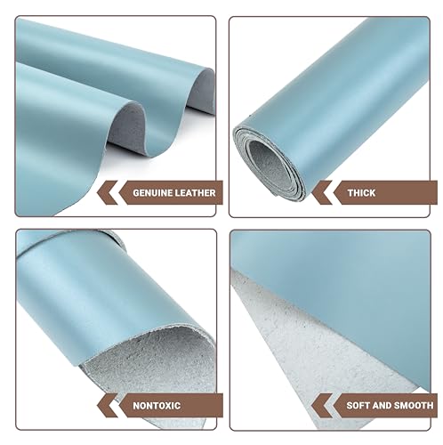 Shkira 12''X24'' Tooling Leather Square - 2.0MM Light Blue Sheets for Crafts - Leather Sheets for Crafts Tooling Sewing Hobby - Thick Cowhide Pieces - Fabric for Crafting - Image 3
