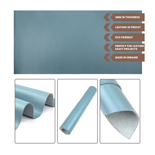 Shkira 12''X24'' Tooling Leather Square - 2.0MM Light Blue Sheets for Crafts - Leather Sheets for Crafts Tooling Sewing Hobby - Thick Cowhide Pieces - Fabric for Crafting - Image 5