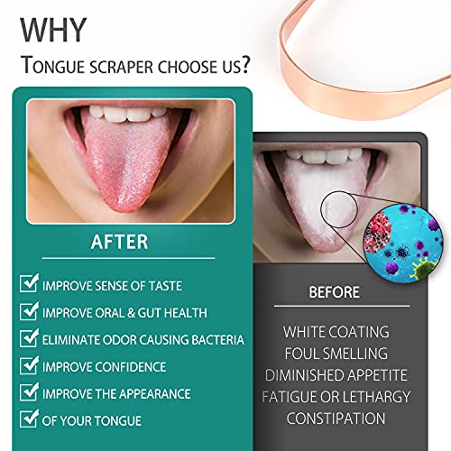 RONAVO Copper Tongue Scraper for Adults (2 Pack), 100% Pure Copper, Naturally Anti-Microbial, Banishes Bad Breath and Maintains Oral Hygiene, Tongue Cleaner with Travel Case, Easy to Use and Clean - Image 3
