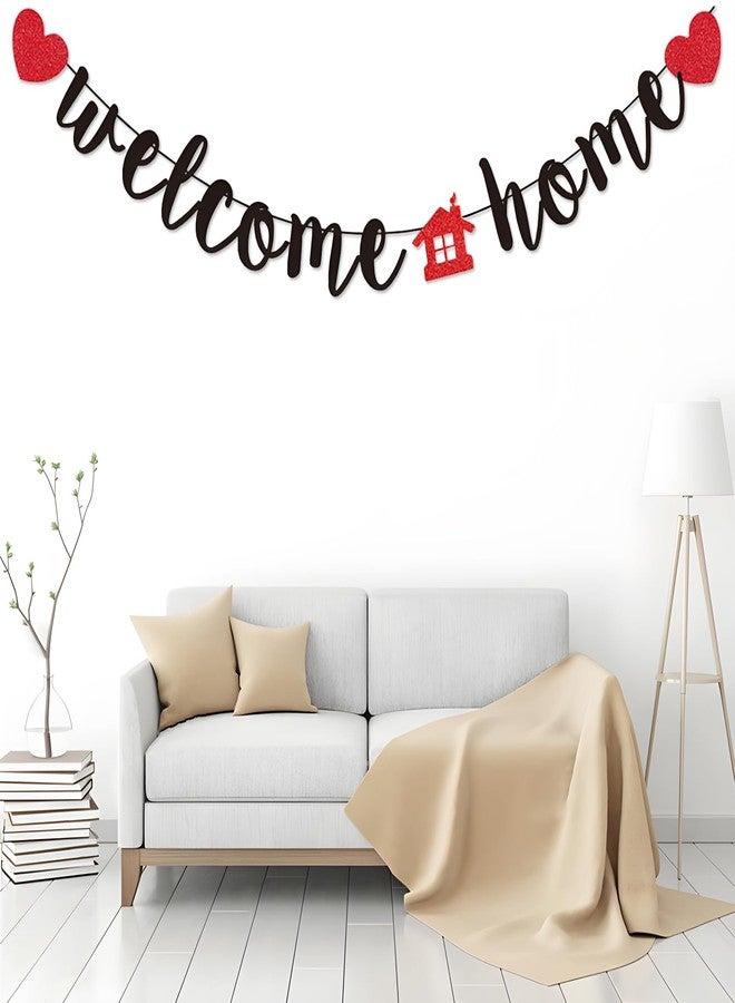 Teniinet Black Welcome Home Banner - Glitter Welcome Decoration for Housewarming, Military Homecomings, Family Celebrations - 8 ft - Image 4