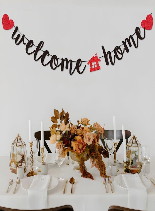 Teniinet Black Welcome Home Banner - Glitter Welcome Decoration for Housewarming, Military Homecomings, Family Celebrations - 8 ft - Image 2