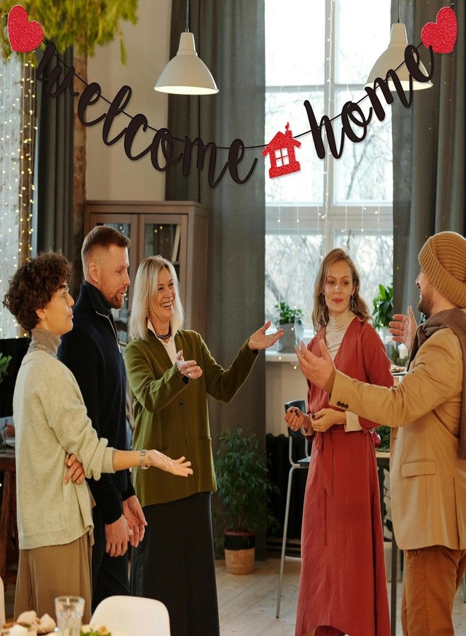 Teniinet Black Welcome Home Banner - Glitter Welcome Decoration for Housewarming, Military Homecomings, Family Celebrations - 8 ft - Image 5