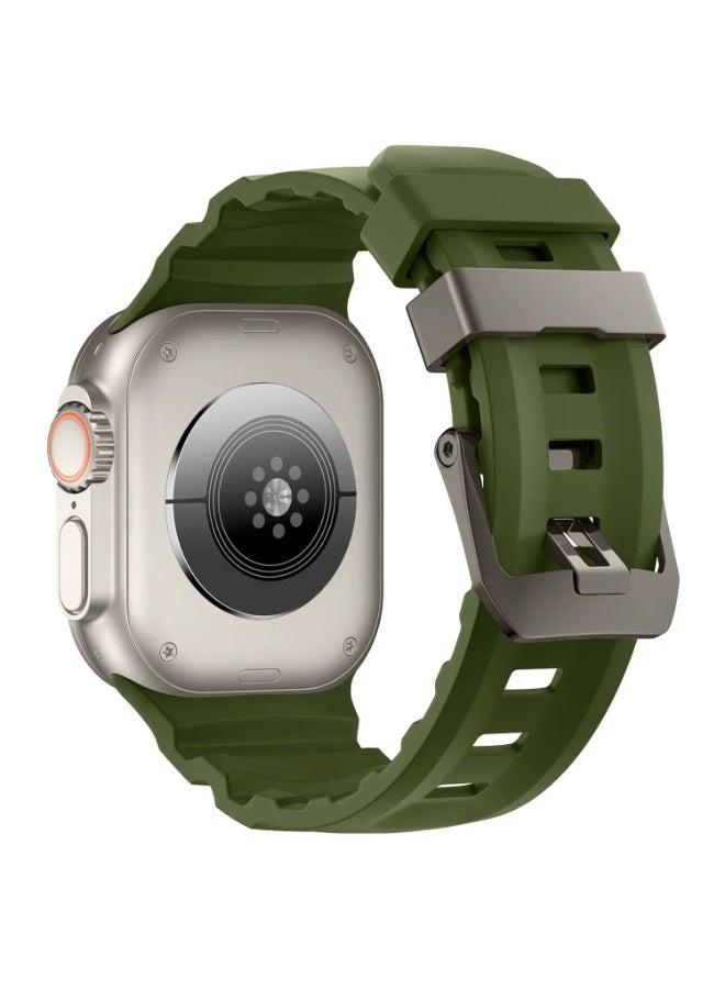Soft Silicone Strap For Apple Watch Ultra/Series 10 9 8 7 6 5 SE High end Bracelet Wristband iWatch 46mm 45mm 49/44mm/42mm (Green) - Image 1