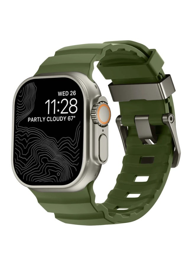 Soft Silicone Strap For Apple Watch Ultra/Series 10 9 8 7 6 5 SE High end Bracelet Wristband iWatch 46mm 45mm 49/44mm/42mm (Green) - Image 2