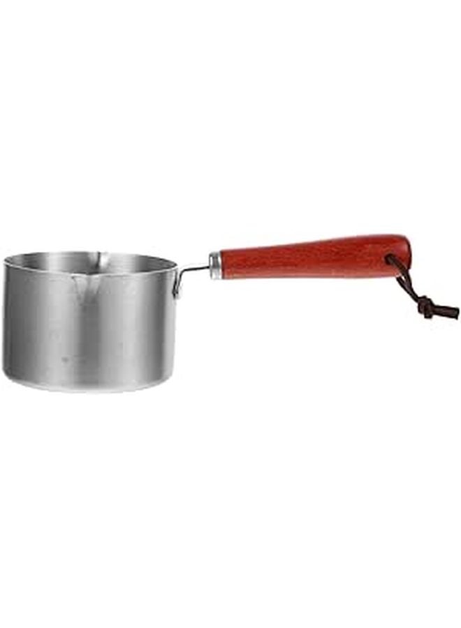 Stainless Steel Milk Pot Dual Pour Spouts Wood Handle Small Sauce Pan Easy Clean - Image 1