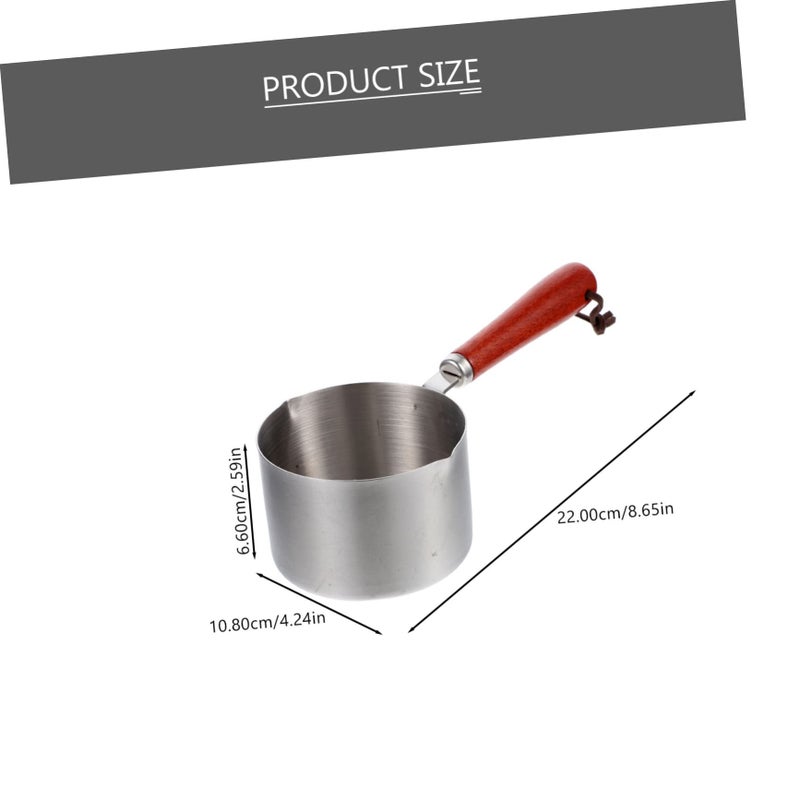Stainless Steel Milk Pot Dual Pour Spouts Wood Handle Small Sauce Pan Easy Clean - Image 3