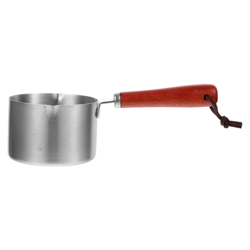 Stainless Steel Milk Pot Dual Pour Spouts Wood Handle Small Sauce Pan Easy Clean - Image 2