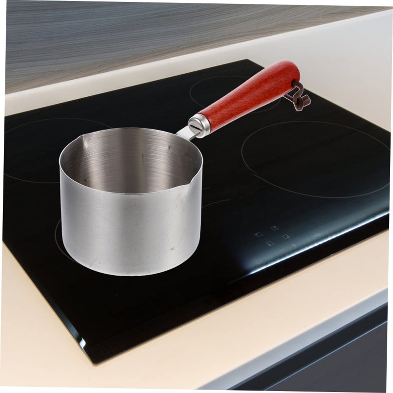 Stainless Steel Milk Pot Dual Pour Spouts Wood Handle Small Sauce Pan Easy Clean - Image 5