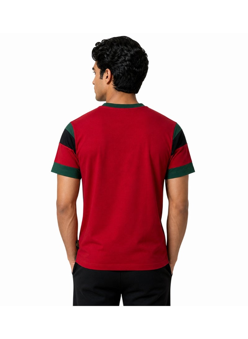 Timeless Men’s Premium Cotton T-Shirt – Soft Breathable Color Block Green Red Black Crew Neck Casual Tee - Image 2