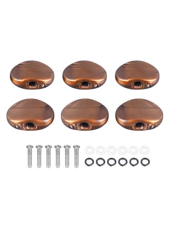 6Pcs Folk Guitar String Button Handle Knob Head Cap Tuner Tuning Peg Buttons Parts Coffee