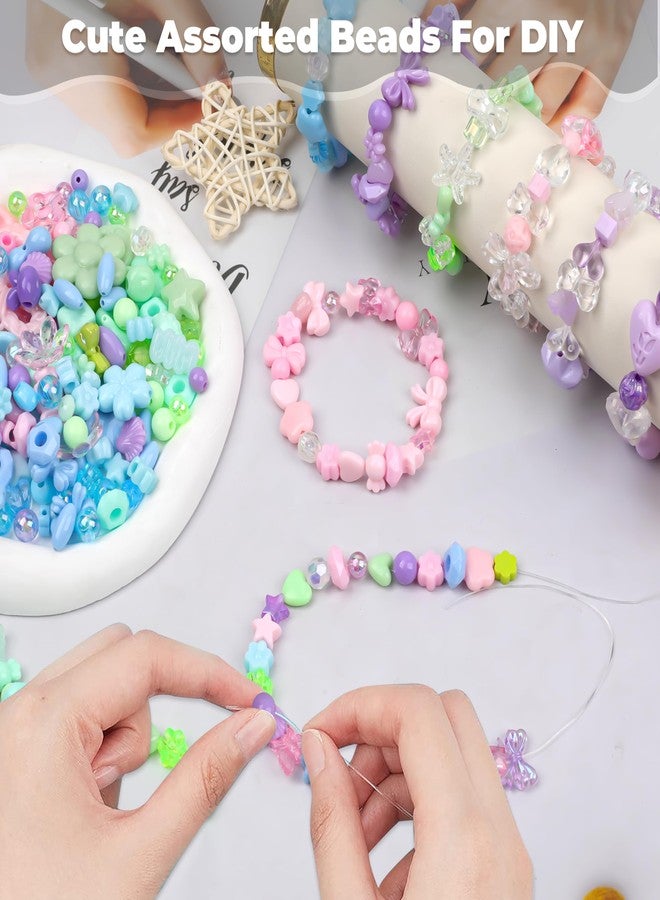 GMMA Assorted Acrylic Beads for Bracelet Making 200-240 Pcs Pony Beads Shapes Flower Bow Butterfly Candy Star Heart GummyBear Cute Beads for Jewelry Making DIY Necklace Keychain Phone Charms - Image 4