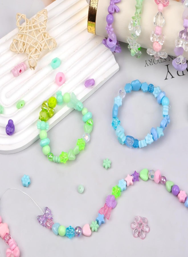 GMMA Assorted Acrylic Beads for Bracelet Making 200-240 Pcs Pony Beads Shapes Flower Bow Butterfly Candy Star Heart GummyBear Cute Beads for Jewelry Making DIY Necklace Keychain Phone Charms - Image 5