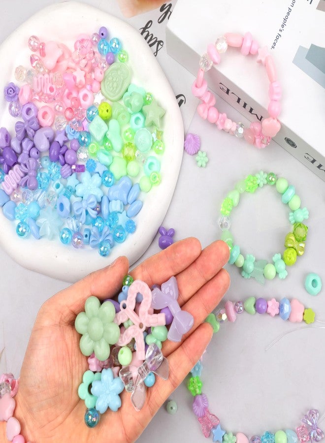 GMMA Assorted Acrylic Beads for Bracelet Making 200-240 Pcs Pony Beads Shapes Flower Bow Butterfly Candy Star Heart GummyBear Cute Beads for Jewelry Making DIY Necklace Keychain Phone Charms - Image 2