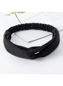 Korean-style Knit Cross Headband Elastic Solid Color 6 # knitted black