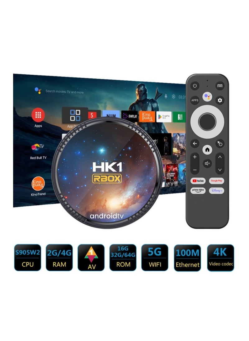 Generic Upgraded  HK1RBOX Android TV Box, 4GB RAM + 64GB ROM Ultra HD 4K Smart TV Box, RGB Light Set Top Box BT5.0, HLG Mode HDR10+ WiFi 6 USB 3.0  - Image 1