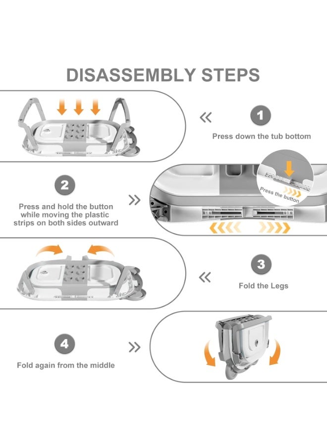 NANAO Collapsible Baby Bathtub for Newborn with Thermometer & 1 Soft Floating Cushion,Portable Travel Bathtub with Drain Hole, Durable Foldable Baby Tubs for Infants to Toddler - Image 4