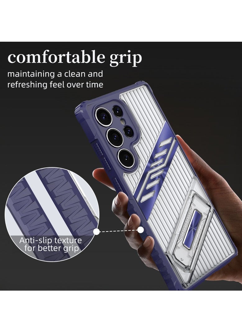 cas:pace - Premium Transparent Anti-Fall Armor Case with 5G Folding Bracket for Galaxy S25 Ultra - Image 1