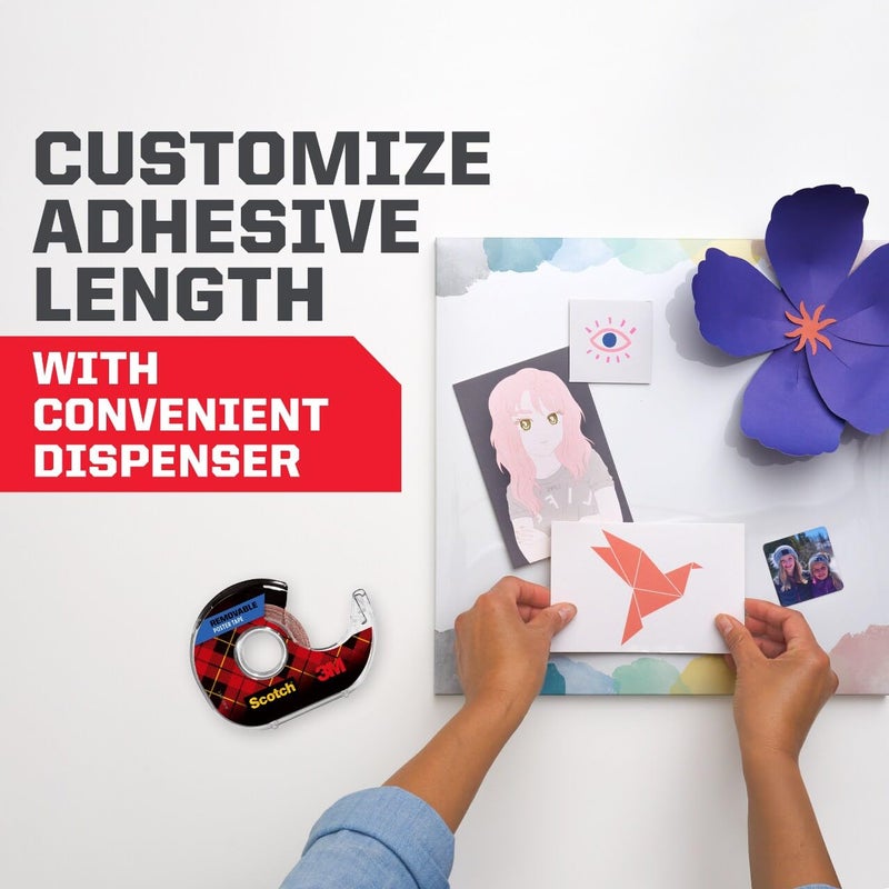 Scotch  Removable Poster Tape 3/4 In X 150 In (19Mm X 3.8M) Clear Color Ideal For Poster, Paper, Cardboard Multi-Surface Easy To Use Double Sided Adhesive Tape 1 Roll/Dispenser - Image 3