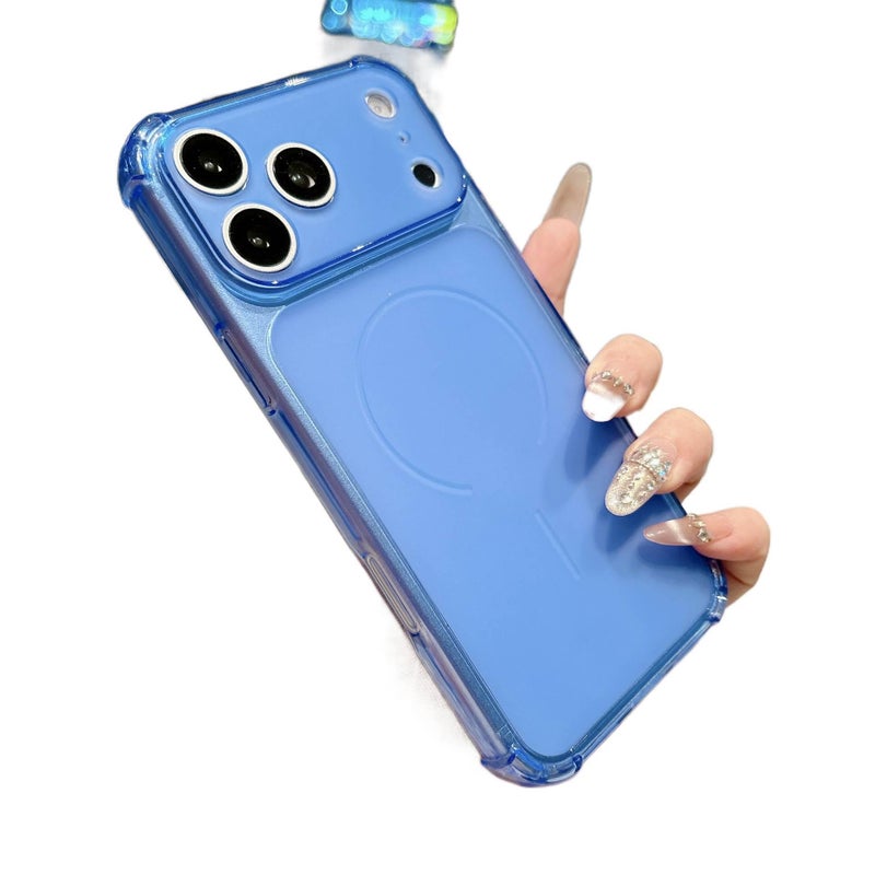 MS غطاء واقي بTPU لـ iPhone 16 / 16 Plus / 16 Pro / 16 Pro Max مع نافذة كبيرة وحماية من السقوط مع مقاوم للصدمات مع ملمس غير لامع مع حماية الزوايا الأربع باللون أزرق من مادة TPU باللو. - Image 1