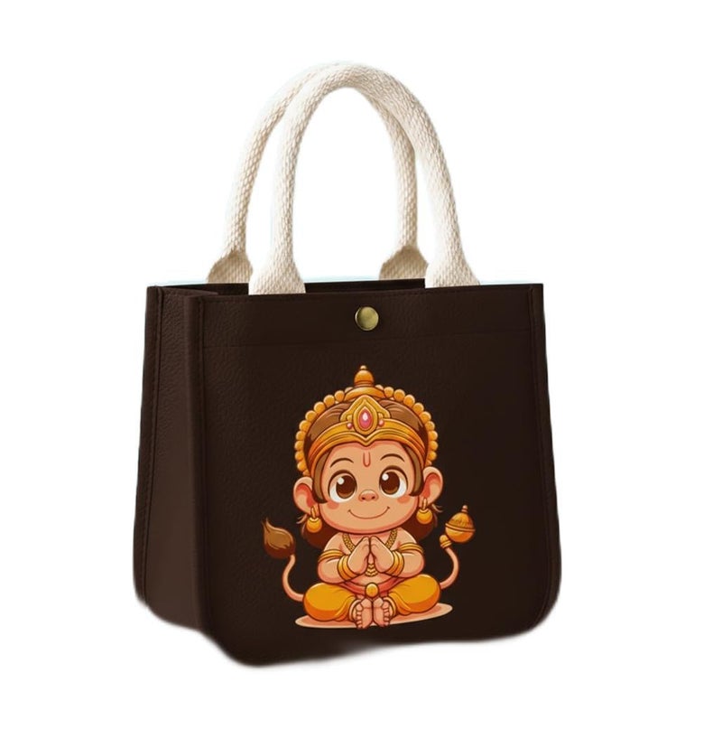 HOBBY INDIA Kids Lunch Bag | Cute & Stylish Mini Tiffin Bag for Boys & Girls | Cute Cotton Cartoon Design I Perfect For Picnic Tuition School, Preschool & Playschool (Hanuman) - Image 2