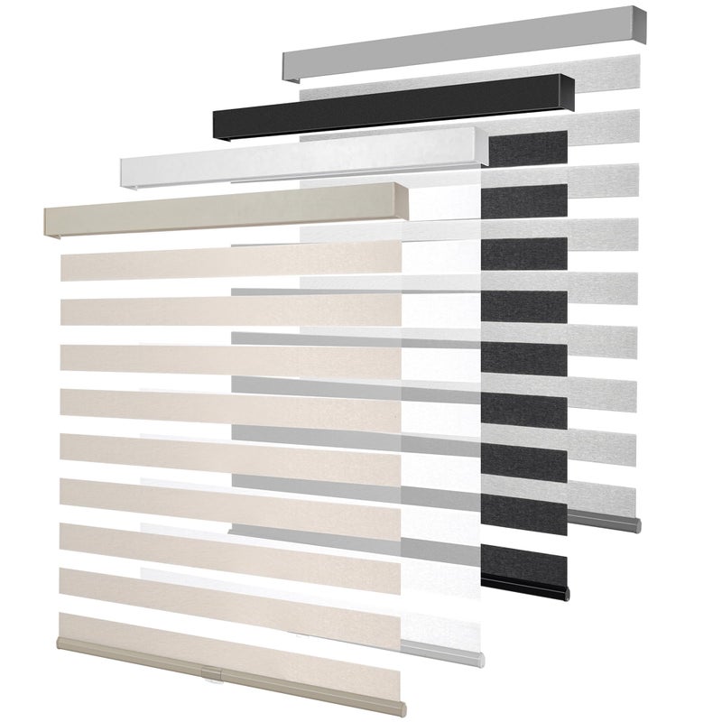 KALYSIE Cordless Zebra Blinds for Windows, Free-Stop Pull Down Roller Window Shades with Valance, Light Filtering Dual Layers Sheer Shades for Home and Office, Beige, 20" W x 72" H - Image 1