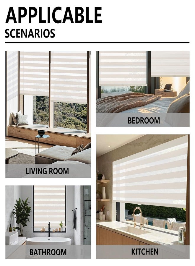 KALYSIE Cordless Zebra Blinds for Windows, Free-Stop Pull Down Roller Window Shades with Valance, Light Filtering Dual Layers Sheer Shades for Home and Office, Beige, 20" W x 72" H - Image 3
