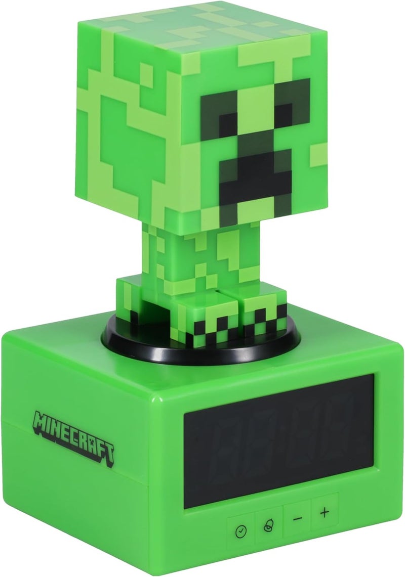 Paladone Minecraft Offical Licensed Creeper Icon Alarm Clock Features Minecraft Music and Night Light for Kids and Tweens, Gaming Room Accessory - Minecraft Gamer Enthusiast Novelty Gift - Image 1