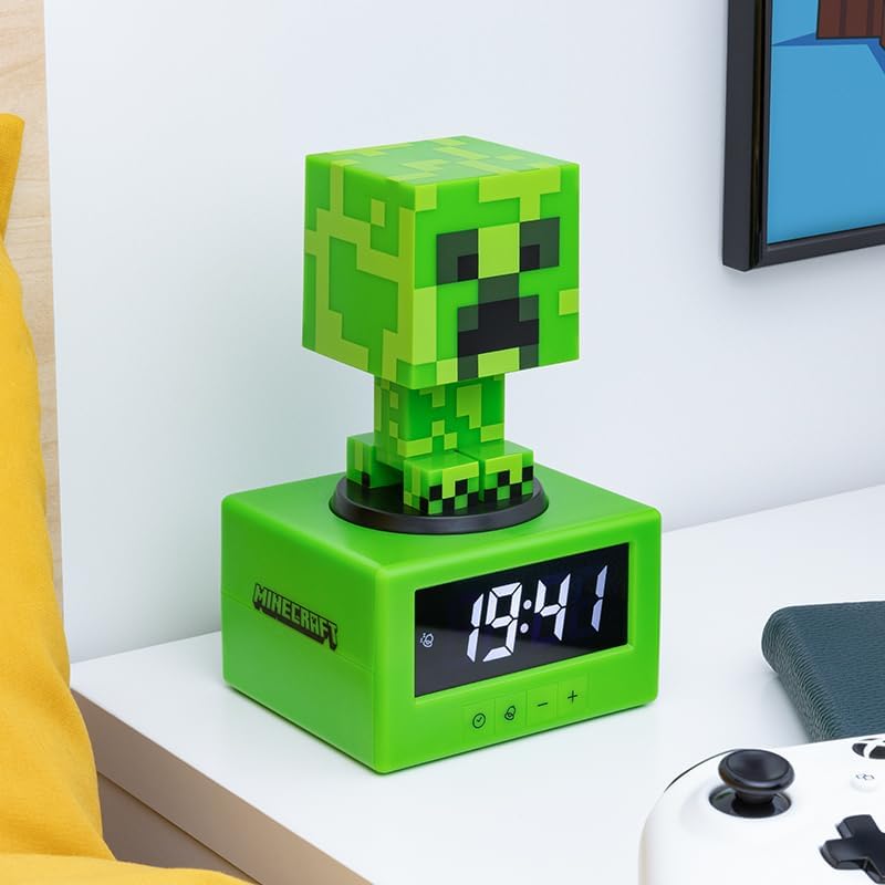 Paladone Minecraft Offical Licensed Creeper Icon Alarm Clock Features Minecraft Music and Night Light for Kids and Tweens, Gaming Room Accessory - Minecraft Gamer Enthusiast Novelty Gift - Image 3