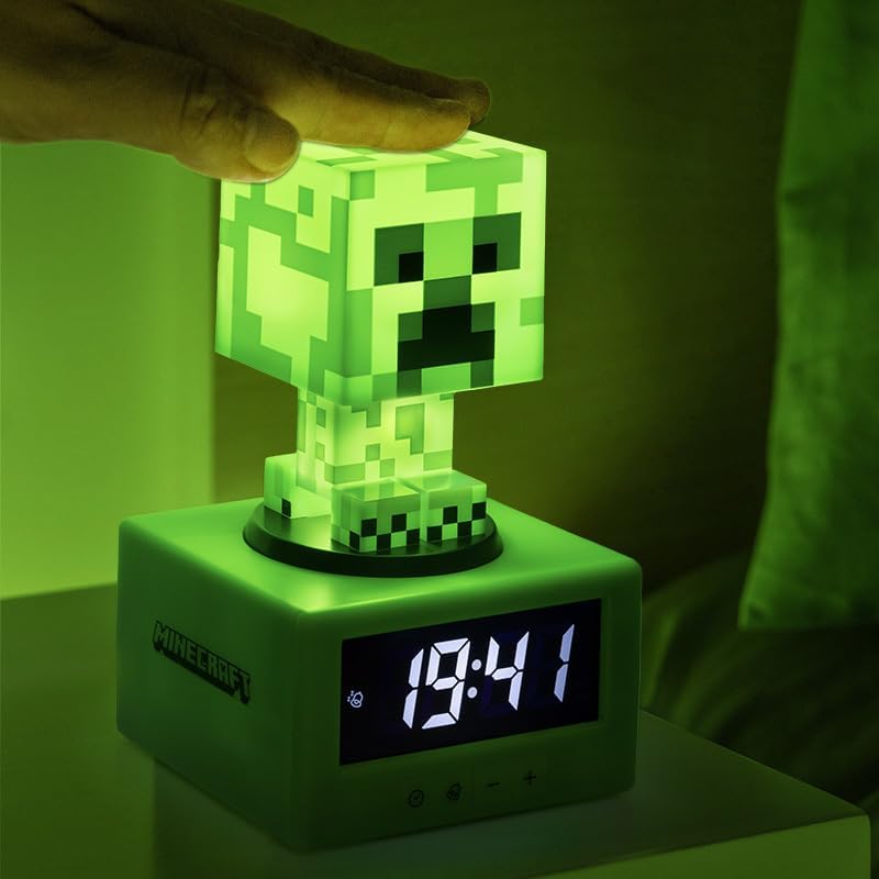 Paladone Minecraft Offical Licensed Creeper Icon Alarm Clock Features Minecraft Music and Night Light for Kids and Tweens, Gaming Room Accessory - Minecraft Gamer Enthusiast Novelty Gift - Image 2