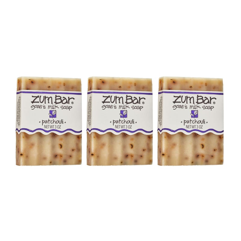 Indigo Wild Zum Goats Milk Soap Bar  Bar Soap for Hands  Body Made with Essential Oils  3 oz  Patchouli 3 Pack