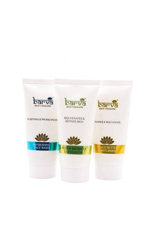 Barva Home Spa Facial Kit, Contains Face Wash, Face Scrub & Mango Butter Moisturizer, Skin Care Essentials, Suits All Skin Types, 150 Grams - Image 1