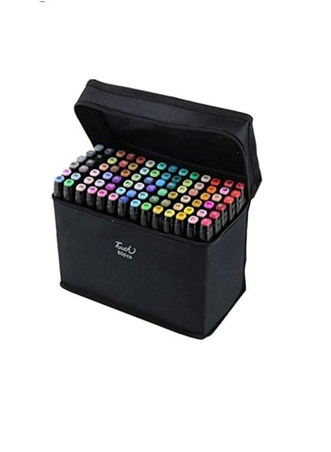Marker Pen - Black Twin Marker Pen 80 Color Oily Art Sketch Drawing Pen Graffiti Comics Graphic Art Double-headed Marker Pen Set - Image 1