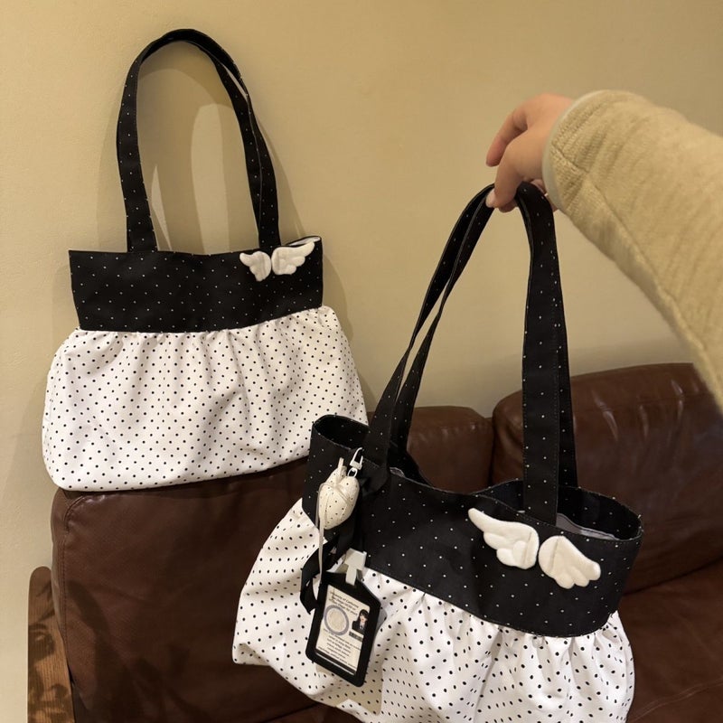 Korean Retro Polka Dot Skirt Hem Shoulder Bag - Image 2