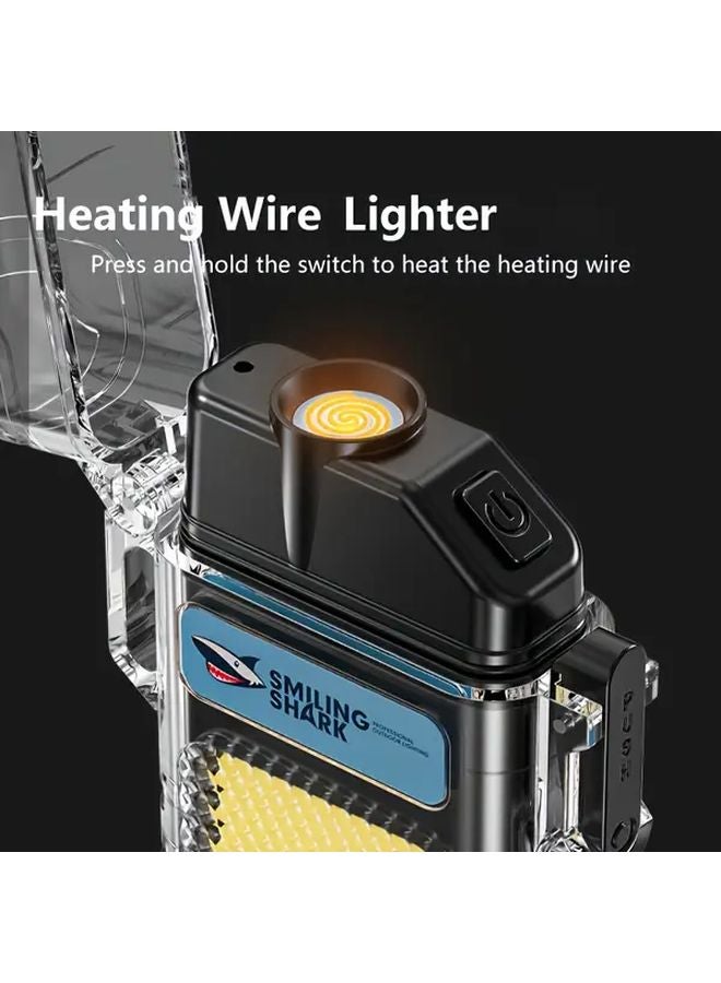 Smiling Shark USB C Rechargeable Flashlight Plasma Lighter TIP 066 Black Windproof COB LED Torch - Image 4