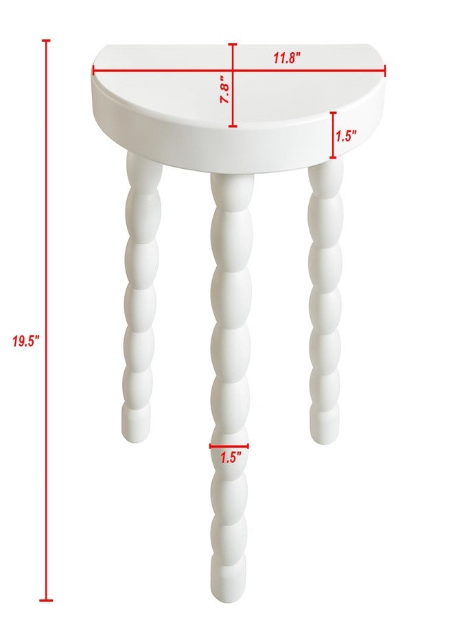 LitaEther Wooden Bobbin Side Table - Plant Stand - Half Round Table - Wooden Accent Stool- Minimalist Decorative Table for Bedroom, Hallway, Living Room (1, White) - Image 2