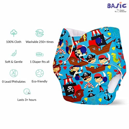 SuperBottoms BASIC Reusable 5 Cloth Diapers without pads | 100% cloth Freesize, washable Diapers for baby 0-3 Yrs |Stay Dry & Lasts up to 3Hrs | Trim Fitting - Image 5
