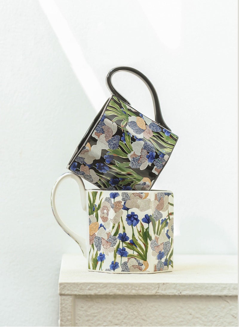 أورافلي كوب قهوة سيراميك – كوب بن وشاي بتصميم فني مستوحى من اللوحات الزيتية الزهرية، يتميز بتصميم ثماني الأضلاع فريد وعصري وفاخر. يُعد خياراً مثالياً لعشاق القهوة والشاي والحليب والإسبريسو، وأفضل هدية للعائلة والأصدقاء في كافة المناسبات – سعة 400 مل. - Image 3