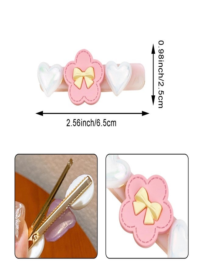 Arvintas 15PCS Kawaii Hair Clips for Girl and Women, 2.56 inch Fashion Cartoon Hair Clips Set, Cute Pearl Acrylic Resin Hair Accessories for Teen Toddler - Image 2