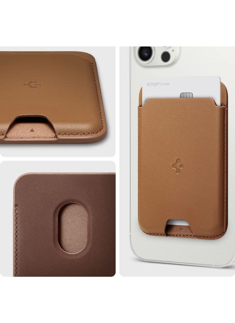 Spigen Valentinus (MagFit) Magnetic Wallet Card Holder (2 Cards) MagSafe Compatible with iPhone 16, iPhone 15, iPhone 14, iPhone 13 and iPhone 12 Models - Brown  - Image 2