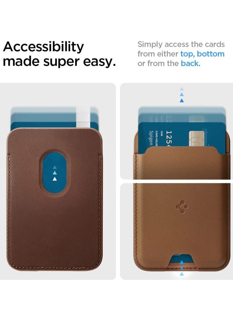 Spigen Valentinus (MagFit) Magnetic Wallet Card Holder (2 Cards) MagSafe Compatible with iPhone 16, iPhone 15, iPhone 14, iPhone 13 and iPhone 12 Models - Brown  - Image 5