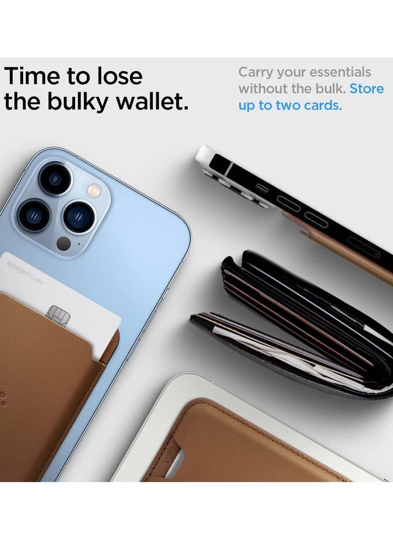 Spigen Valentinus (MagFit) Magnetic Wallet Card Holder (2 Cards) MagSafe Compatible with iPhone 16, iPhone 15, iPhone 14, iPhone 13 and iPhone 12 Models - Brown  - Image 4