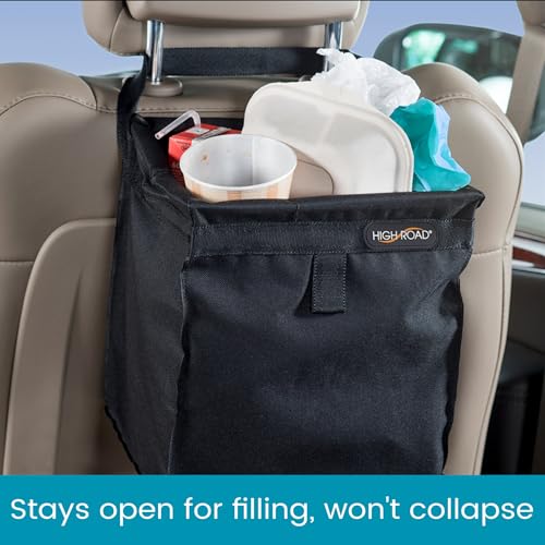 High Road TrashStash Hanging Car Garbage Bag with Push-Close Lid and Waterproof Bin for Car, SUV and Truck Seat Backs - Holds 3 Gallons of Car Trash (Black) - Image 4