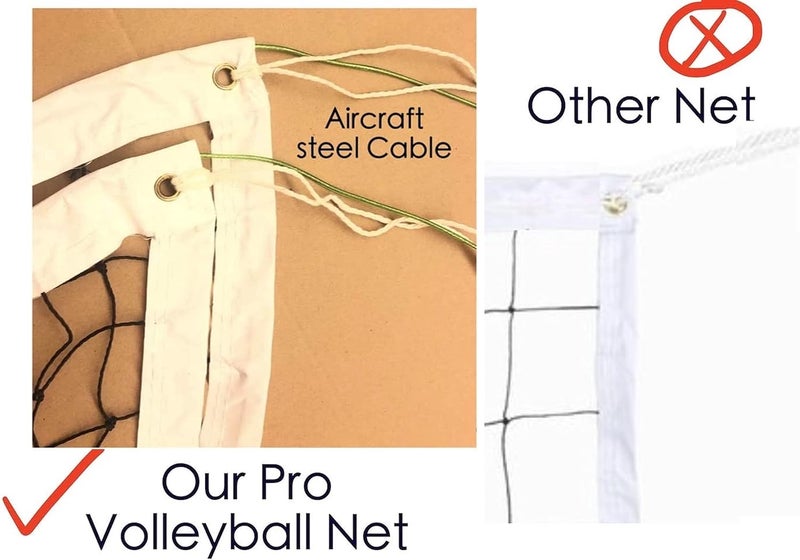 IQSTRP Professional Volleyball Net Outdoor with Aircraft Steel Cable, Heavy Duty VolleyballNet for Backyard, 32x3FT Portable Volleyball Nets for Pool Schoolyard Beach, Badminton/Pro VolleyballNets Set - Image 2