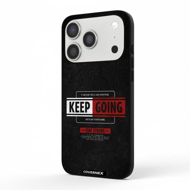 Covernex غطاء حماية آبل آيفون 17 برو مطبوع يحمل عبارة استمر في التقدم - Image 1