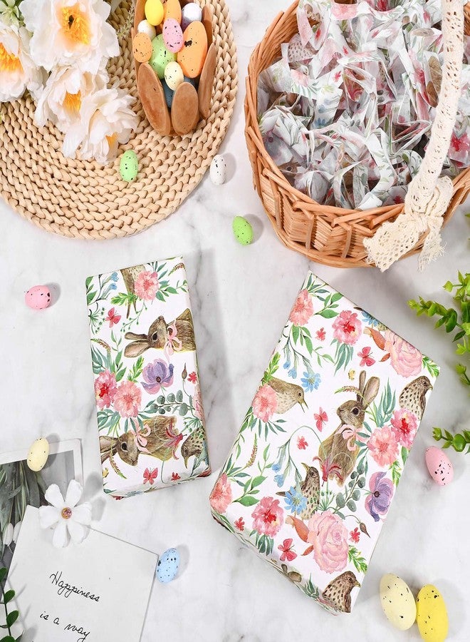Bolsome 60 Sheets Easter Bunny Tissue Paper for Gift Wrapping Watercolor Rabbit Bird & Floral Print Tissue Paper for Gift Bags for Happy Easter Day Spring Holidays Craft Supplies, 20 × 14 Inches - Image 3