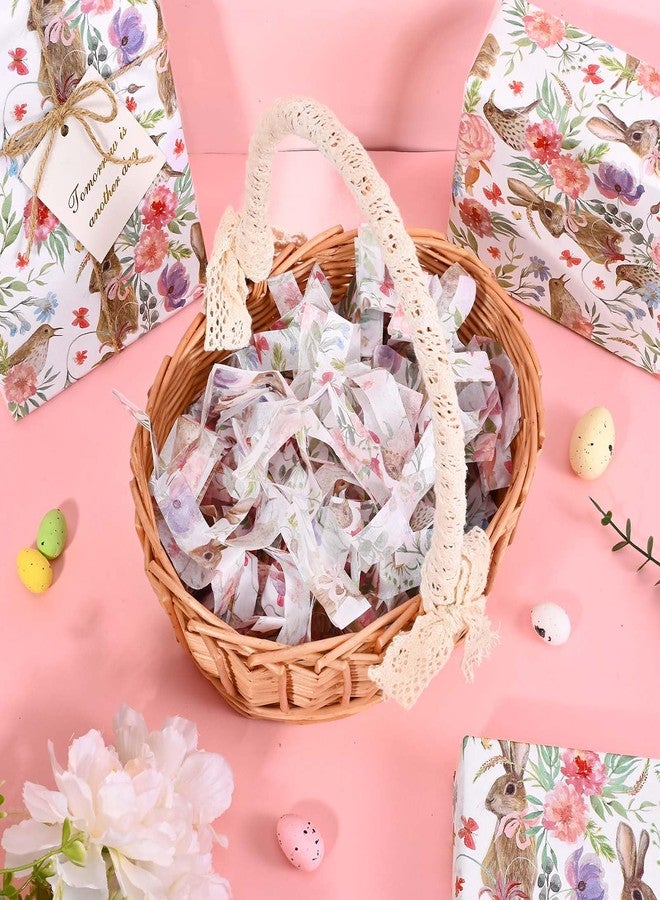 Bolsome 60 Sheets Easter Bunny Tissue Paper for Gift Wrapping Watercolor Rabbit Bird & Floral Print Tissue Paper for Gift Bags for Happy Easter Day Spring Holidays Craft Supplies, 20 × 14 Inches - Image 4