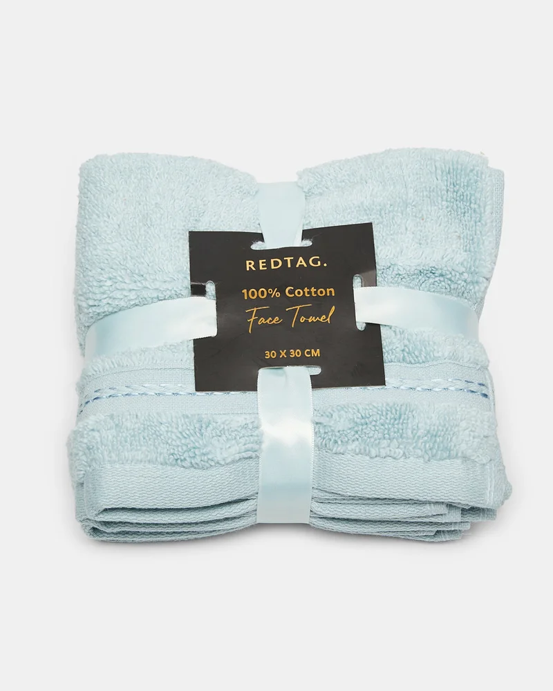 REDTAG Blue Luxury Cotton Face Towel Set (4 Piece)