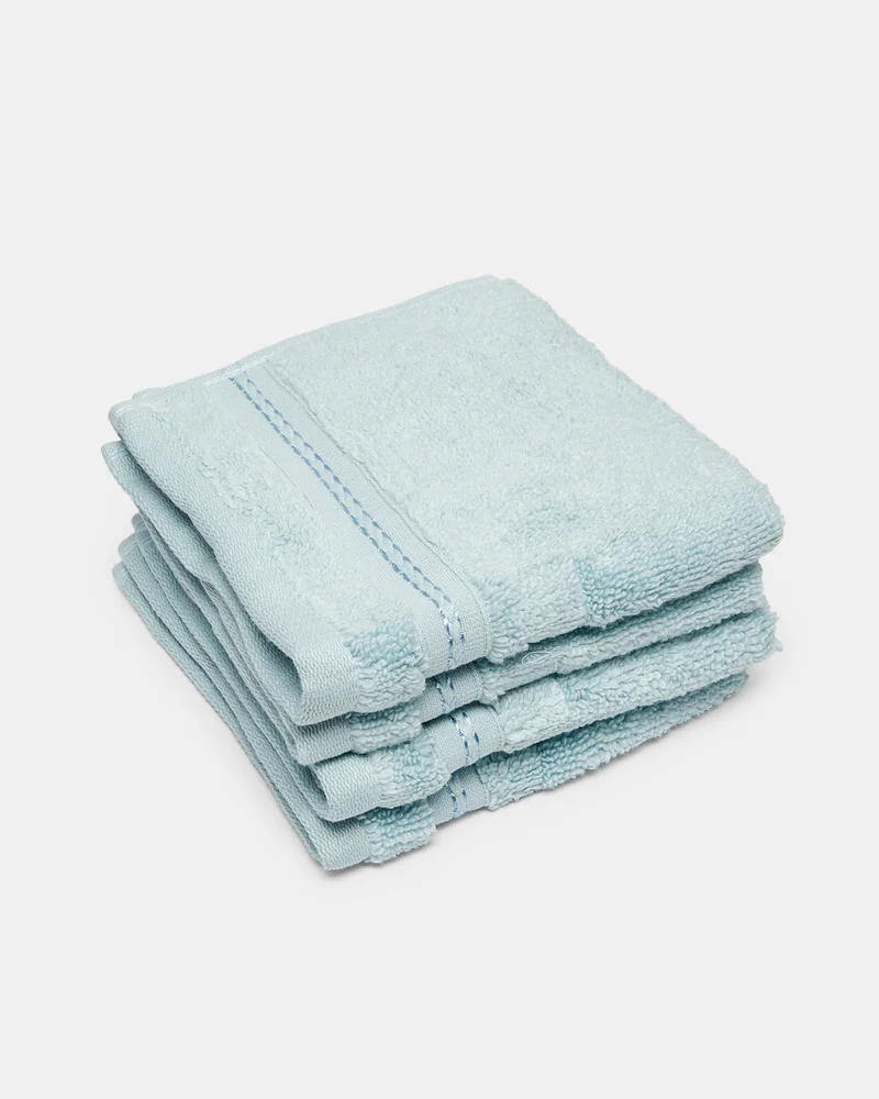 REDTAG Blue Luxury Cotton Face Towel Set (4 Piece)