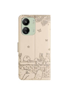 erorex Case For Xiaomi Redmi 13C 4G/5G/13R 5G Cat Embossing Pattern Leather Phone Case with Lanyard  - Image 3